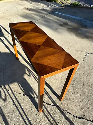Mid Century Modern Walnut Lane 'Rhythm'  Inlaid Parsons Sofa Table • $750