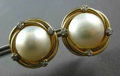 .24ct Diamond & Aaa Mabe Pearl 14kt Yellow Gold Circular Clip On Earrings #27085 • $2121.60