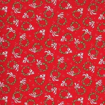 Merry And Bright By Me & My Sister For Moda - Poinsettia Red Wreaths  #22403-11 • $11.95