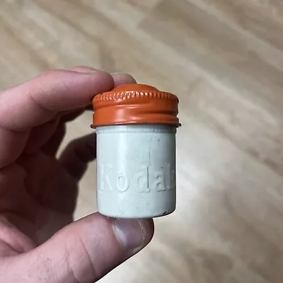 Vintage Metal Kodak Embossed White Film Canister With Orange Lid • $6.99