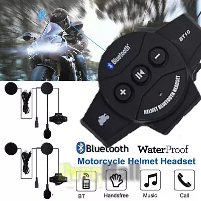 Rechargeable Motorcycle Wireless Bluetooth Helmet Headset Headphone With Mic • $27.91