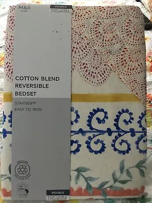 Marks And Spencer Duvet Cover Set Double Reversible Cotton Blend Bnwt • £26.99