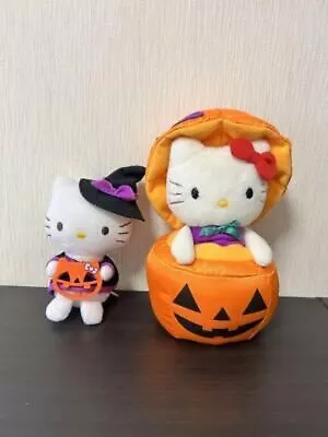 USJ Halloween 2002 Pumpkin Hello Kitty Plush Doll Toy Set Sanrio Used • $125.18