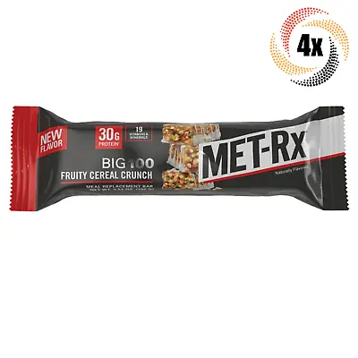 4x Bars MET-Rx Big 100 Fruity Cereal Crunch Meal Replacement Energy Bar 3.52oz • $24.14