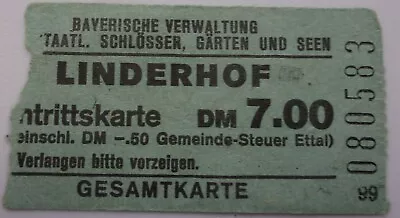 Vintage Linderhof Ticket • $1.99