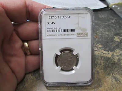 1937 D 3 Legs Buffalo Nickel In Ngc Xf45 Extra Fine Condition • $995