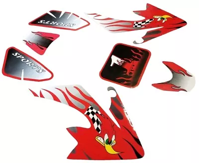 Dirt Pit Bike Red Flames Decal Stickers Fender For Honda Xr50 Crf50 90cc Ssr Sdg • $14.95