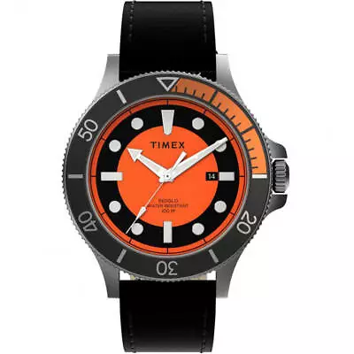 Timex Men's Watch Allied Coastline Quartz Orange Dial Fabric Strap TW2U10700VQ • $67.65