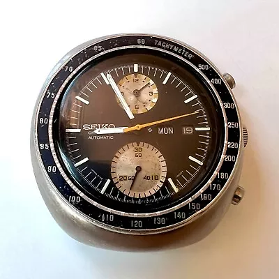 Seiko 6138-0011 Chronograph Automatic Watch UFO Men's Vintage Black Dial 21J • $280