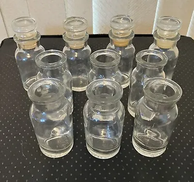 Lot Of 10 Vintage Spice Jars Glass Apothecary Small Bottles Japan 4 W/ Stoppers • $18
