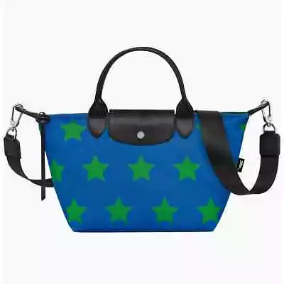 Nwt LONGCHAMP Le Pliage Small Casaque Crossbody Blue Green Stars LIMITED EDITION • $208