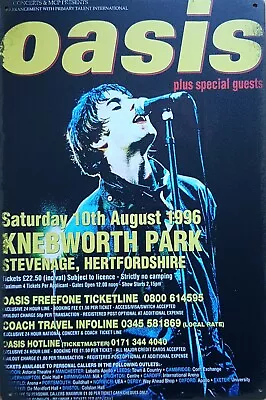 Oasis 1996 Knebworth Concert Metal Sign Man Cave She Shed Pub Bar Club 30x20cm • £7.49