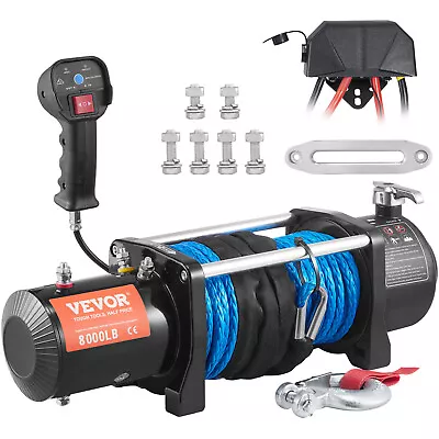 VEVOR 8000LBS Electric Winch 12V Synthetic Rope Towing Truck ATV Off-Road SUV • $256.89