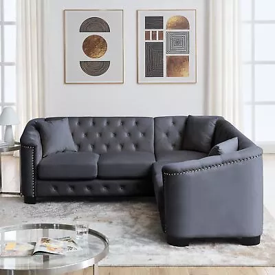 Modern 5-Seater L-Shaped Corner Sofa Velvet Livingroom Furniture Sectional Sofa • $958.29