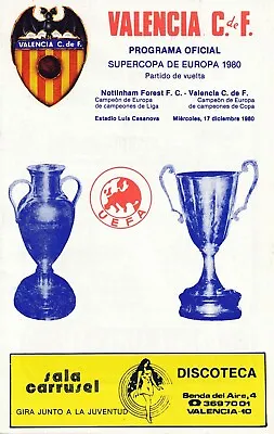 UEFA SUPER CUP 1980 Valencia V Nottingham Forest • $372.99