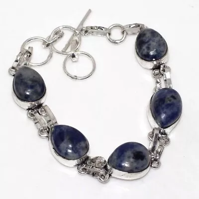 925 Silver Plated-Sodalite Ethnic Gemstone Handmade Bracelet Jewelry 8  MJ • $2.99