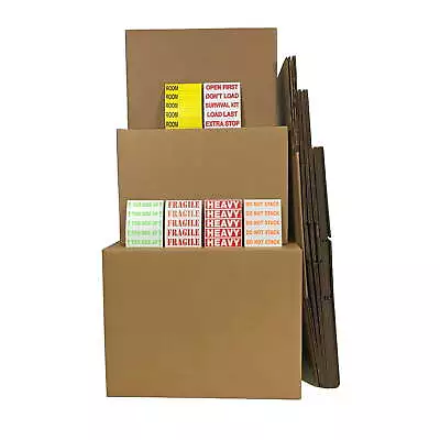 ValueSupplies By Moving Kit #1 10 Small/Medium/Large Combo Boxes WithRoom Labels • $19.72