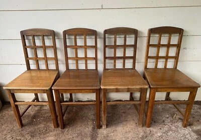 $70 • Buy Solid Hardwood Dining Chairs X 4 Handmade, Vintage