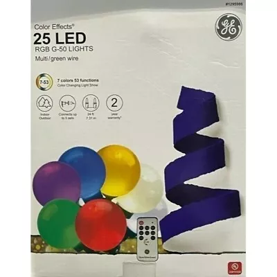 GE Color Effects Changing 25 Ct. 24-ft Multi-Function G-50 LED Lights Christmas • $39.99