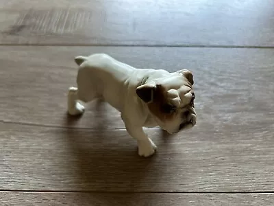 Vintage English Bulldog Standing Dog White & Brown Puppy Figurine Figure • $19.95