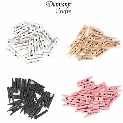 20 X 25mm Mini Wooden Craft Pegs - Choose From 4 Colours • £2.25