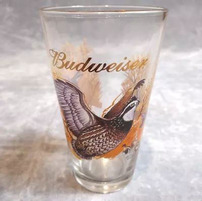 Vintage 1999 Gold Rim Budweiser Quail Unlimited Pint Glass Collectible • $19.99