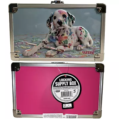 Vaultz Embossed Pink Spotted Dalmatian Dog Locking Supply Pencil Box Case Key • $14.99
