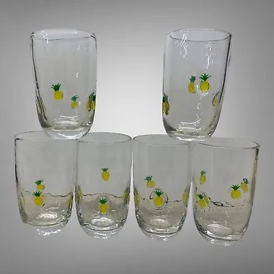 6 Retired Anthropologie Penelope Pineapple Art Glass Tumblers Drinking Glasses • $83.72