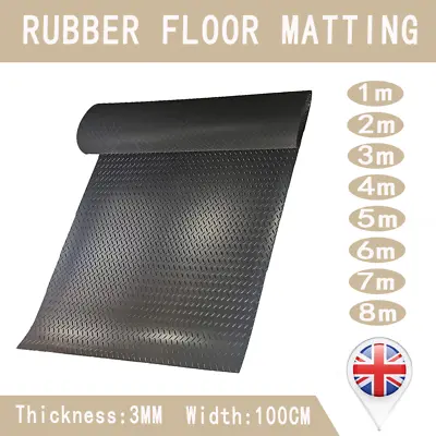 3MM Non Slip Rubber Floor Matting Industrial Rug Garage Van Car Roll Mat • £15.90