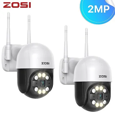 ZOSI 2x 1080p CCTV WIFI IP Camera Wireless PTZ Smart Color Night Vision Outdoor • £53.99