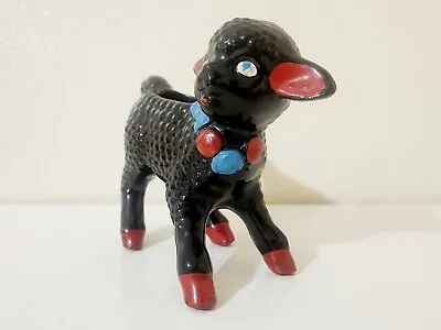 Vintage 1950s Black Sheep Decoration/Planter Handpainted Red Hooves & Ears • $14.99