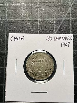 Chile Silver 20 Centavos 1907 • $1