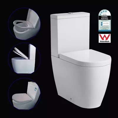 450mm Raised Height Back To Wall Toilet Suite Glazed Ceramic Soft Close Seat • $287.20