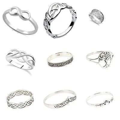 Men's 925  Sterling Silver Mixed CELTIC  Design Rings IN Sizes G-Z • £9.99