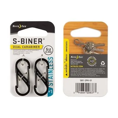 Nite Ize S-Biner No1 Black Titanium-Finished Stainless Steel Dual Carabiner • $11.19