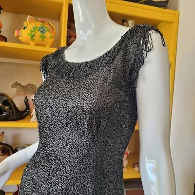 Rare Vtg Emilienne Francine Manasse Glass Beaded Paris Couture Cocktail Dress • $295