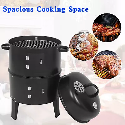 Detachable 3-in-1 Vertical Charcoal Smoker Portable BBQ Smoker Grill • $79.79