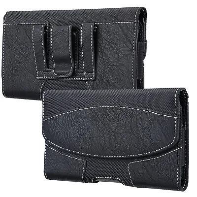 Cell Phone Pouch Case Holster Horizontal Leather Holder With Belt Clip &Loop US • $12.95