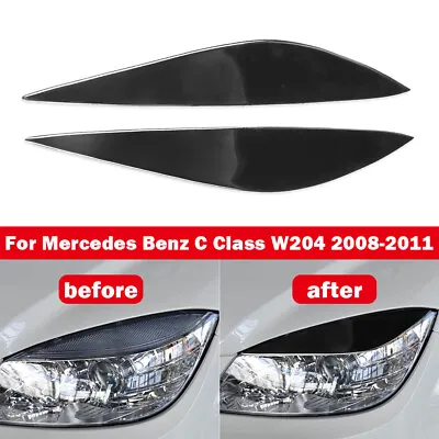 For Mercedes Benz C Class W204 2008-2011 2X Black Headlight Eyebrow Eyelid Cover • $19.45
