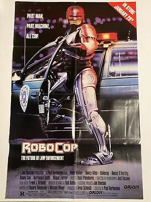 Vintage 1987 Robocop Movie Store Home Video Vhs Poster Folded 25 X39  Robot Cop • $74.99