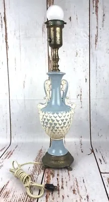 Vtg Rembrandt Lamp Claw Foot Mermaid Fish Scale Blue Shabby Chic Chippy Brass • $49.99