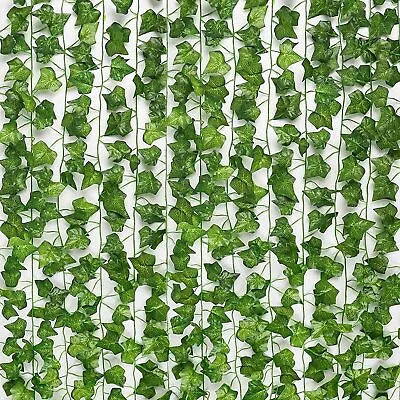 12 Strands 94 FT Artificial Ivy Vines Leaves Silk Garland For Home Office Decor • $8.99