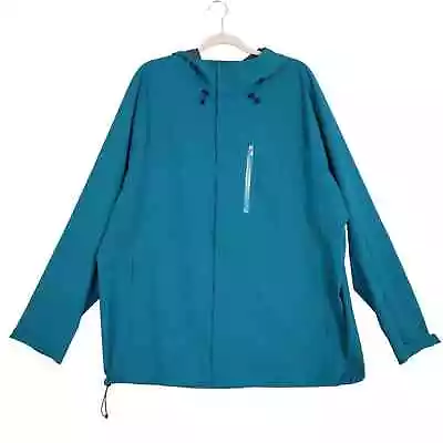 Lands End Lightweight Hooded Rain Jacket Men's Size XL Teal Full Zip • $29.99