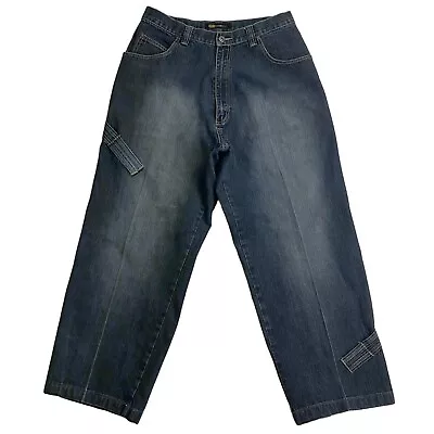 Godbody Jeans Mens 34X32 Blue Denim Y2K Baggy Wide Leg Skater Urban Wear • $37