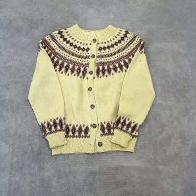 Vintage Dale Of Norway Knitted Cardigan Abstract Patterned Chunky Knit Women's • £35