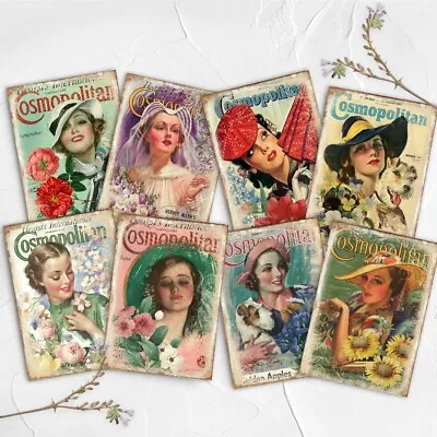 Vintage 30s Ladies Shabby Chic Card Toppers Gift Tags Floral Roses • £2.80