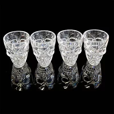 Skull Shot Glasses Halloween Skeleton 4Pcs Clear Tableware Party Decoration • £7.74