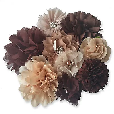 £1.09 • Buy Brown Fabric Flowers CRAFT Glue/Sew On Embellishment Applique Hair