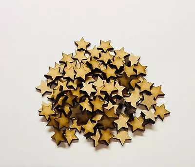 £3.50 • Buy Wooden Mdf 100 Star Shape Size 15mm X 15mm Blank Embellishment Craft Decoration