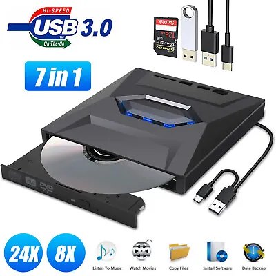 USB 3.0 Slim External CD DVD Drive Player Burner Writer For Laptop Desktop IMac • $24.48